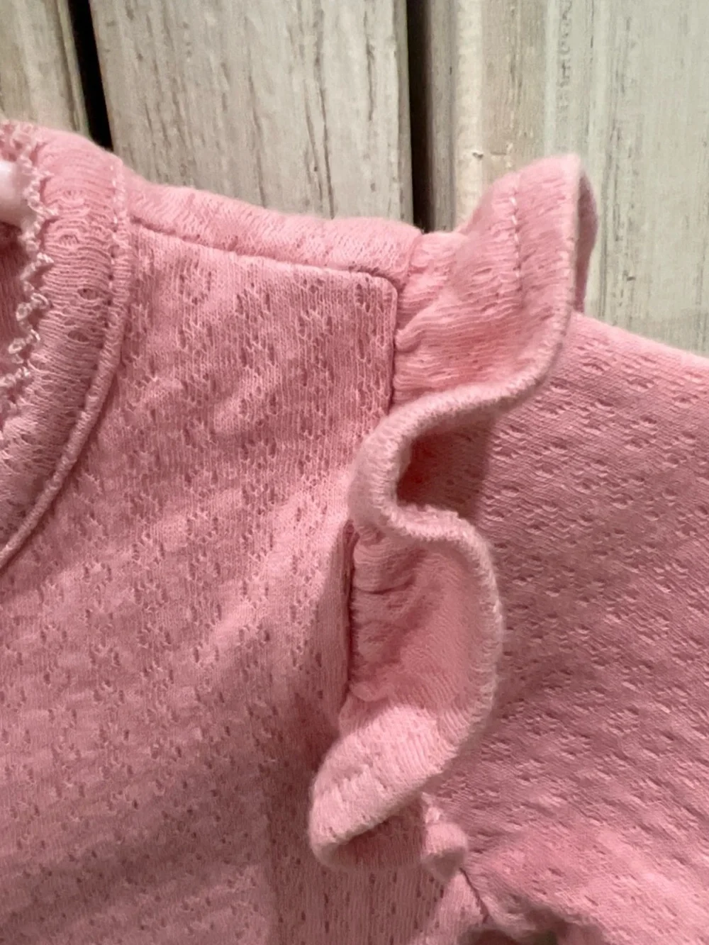 Organic Cotton Baby Pink Ruffle-Sleeve Button-Up Cardigan -